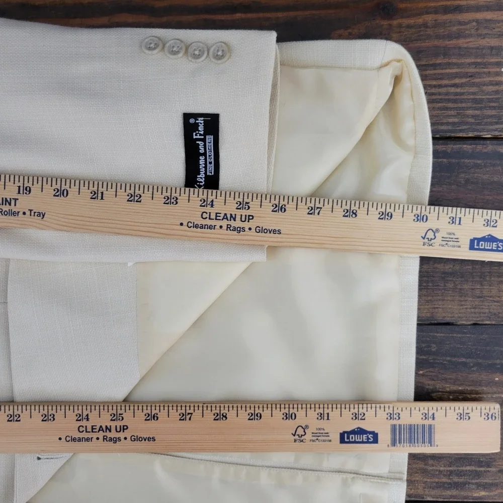 Kilburn Finch Men's‎ Sport Coat Blazer Two Button Ivory Polyester Blend 46L NEW